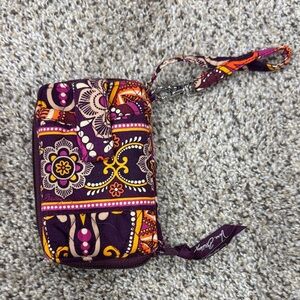 Vera Bradley Patterned Quilted Wristlet Wallet - Purple, Orange, Cream